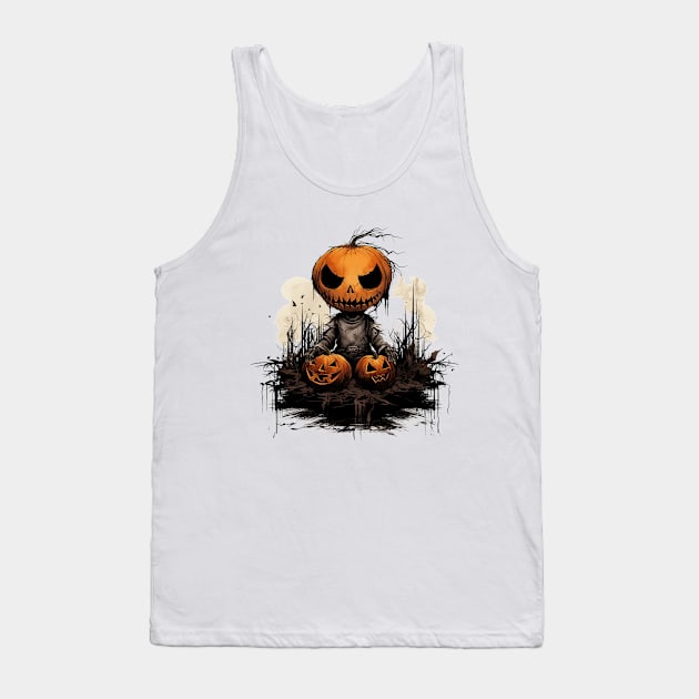 Evil Pumpkin Doll Halloween Tank Top by FrogandFog